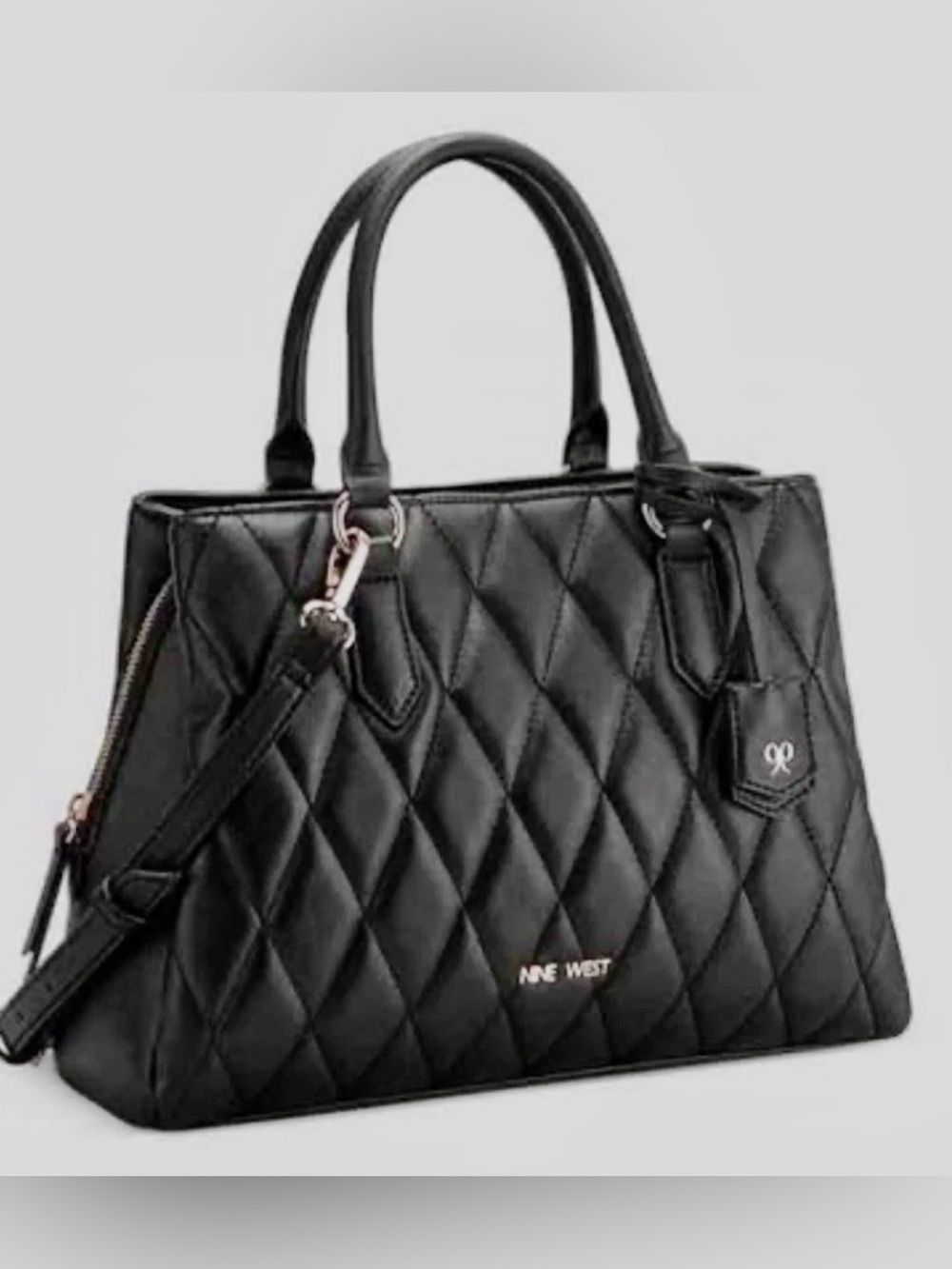 Nine West Black Quilted Satchel Crossbody Bag 🖤